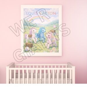 Cute Rainbow Unicorns Louis Vuitton 11x17 Art Print Kids Wall Decor